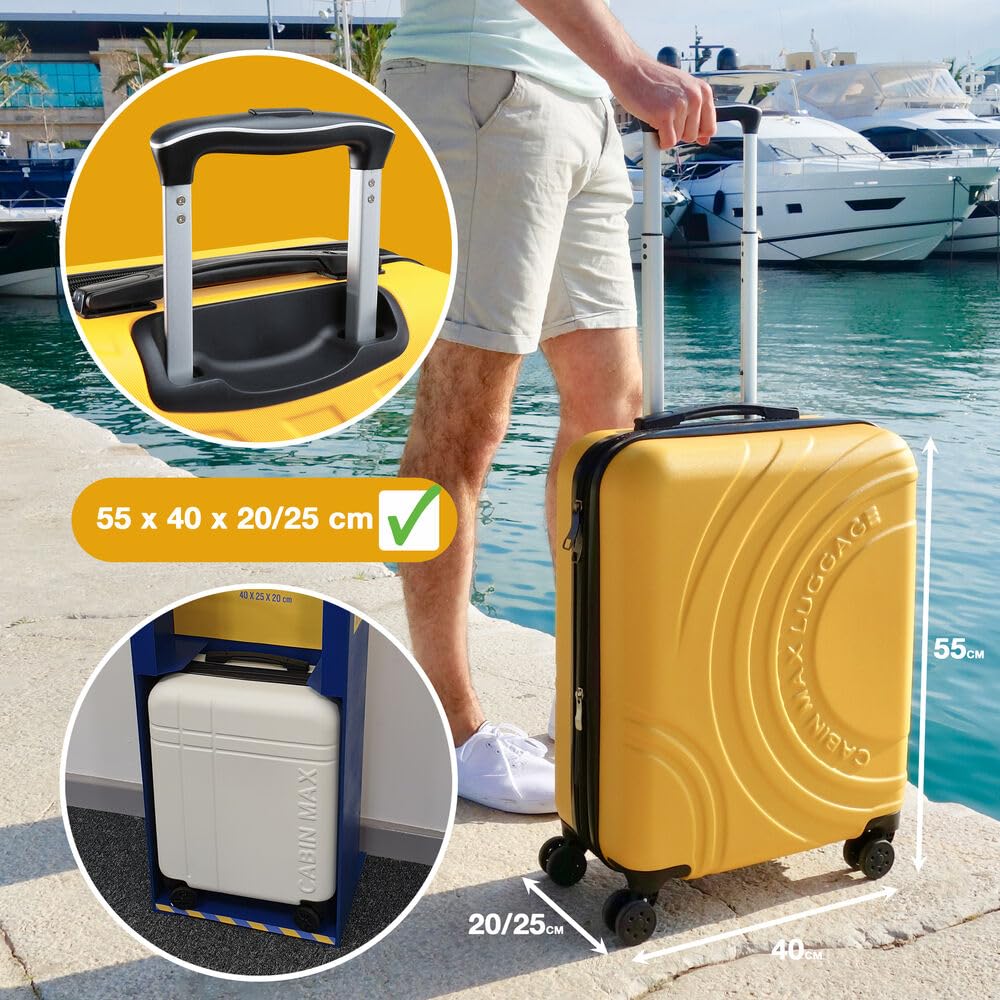 Cabin Max Velocity 55x40x20cm (22x16x8) Expandable Suitcase 4 Wheel Luggage Cabin Bags Suitable for Ryanair, Easyjet, Jet 2 Paid Carry On (Black)
