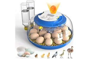 MEGAPUXIN Incubators for Hatching Eggs, 18 Eggs Incubators with Egg Candler Automatic Egg Turner, Temperature & Humidity Control, Full Viewing for Chicken, Duck, Quail, Goose, Parrot and Pigeon