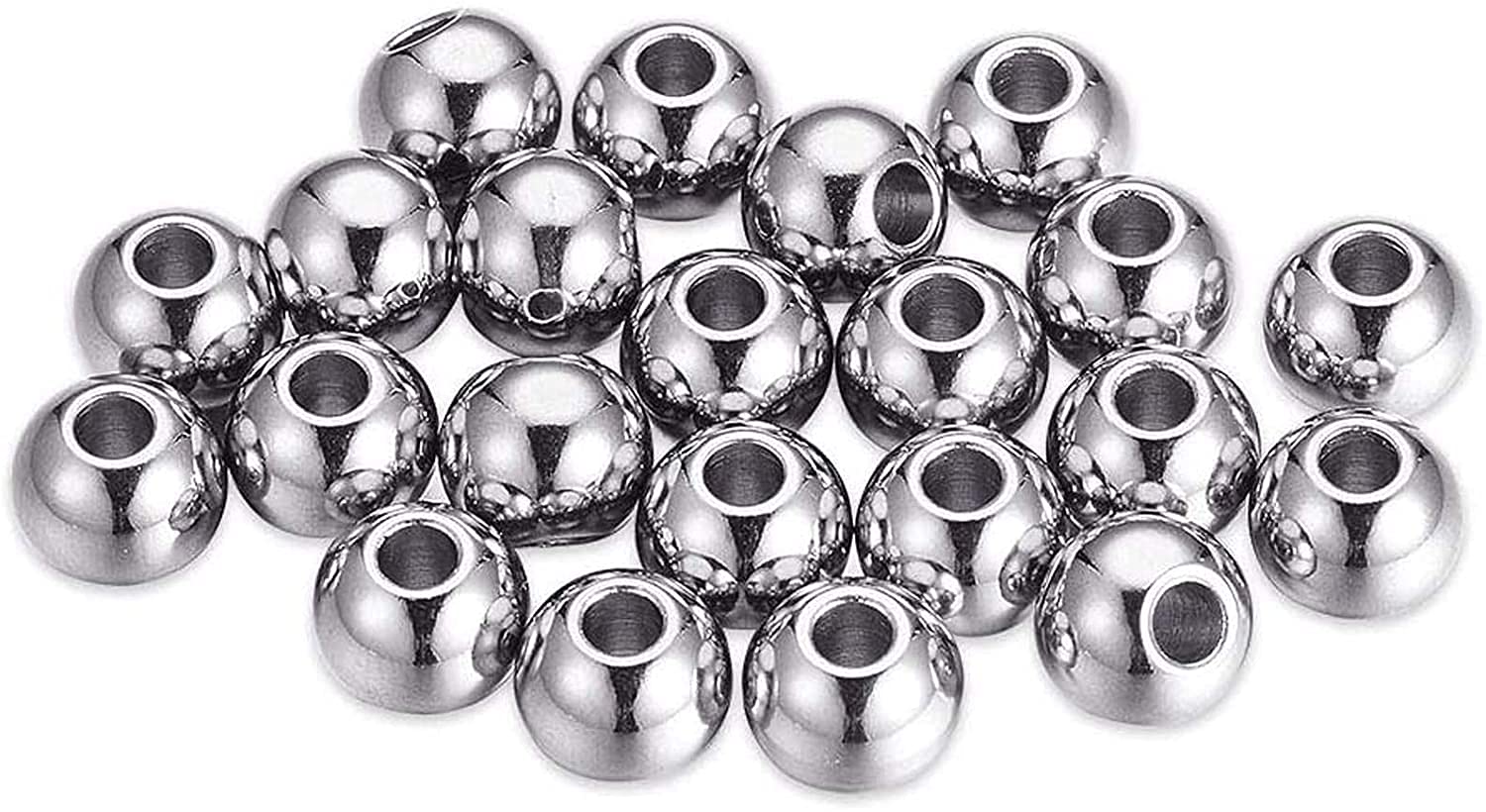 DanLingJewelry 100pcs 8mm 304 Stainless Steel Round Beads Metal Spacer Beads Tiny Smooth Beads for Necklaces Bracelets Jewelry Making 3mm Hole