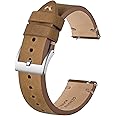 BISONSTRAP Distressed Leather Watch Strap, Watch Replacement Bands for Men, Quick Release Spring Bars, Band Width 18mm 20mm 22mm