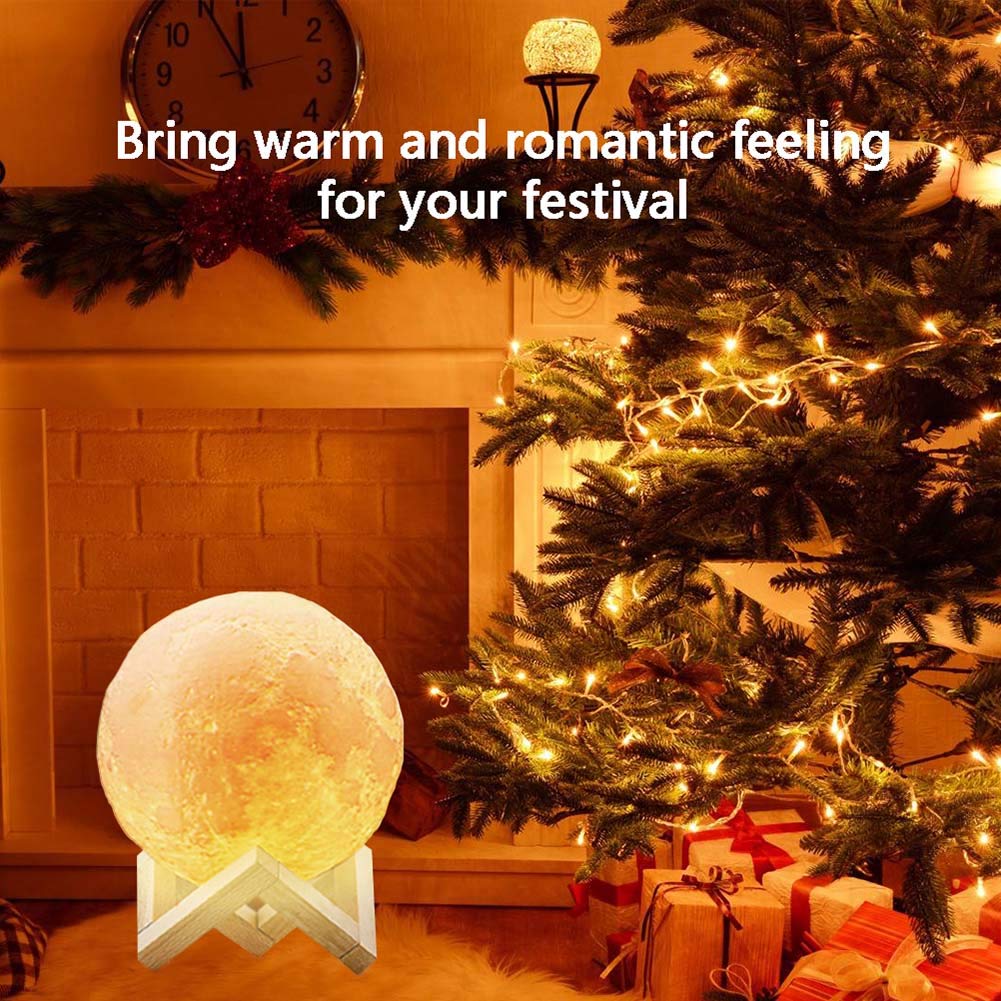 Shanglite 3D Moon lamp,100% 3D Printing LED 16 Colors Moon lamp Remote Control USB Rechargeable Lunar Moonlight LED. (4.8 inch)