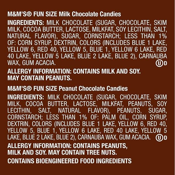 M&M’S MILK CHOCOLATE & M&M’S PEANUT FUN SIZE CANDY INDIVIDUALLY WRAPPED MILK CHOCOLATE VARIETY PACK PANTRY CUBE EASY OPEN AND CLOSE DISPENSER FOR CONVENIENT SNACKING, 50 CT BULK BOX