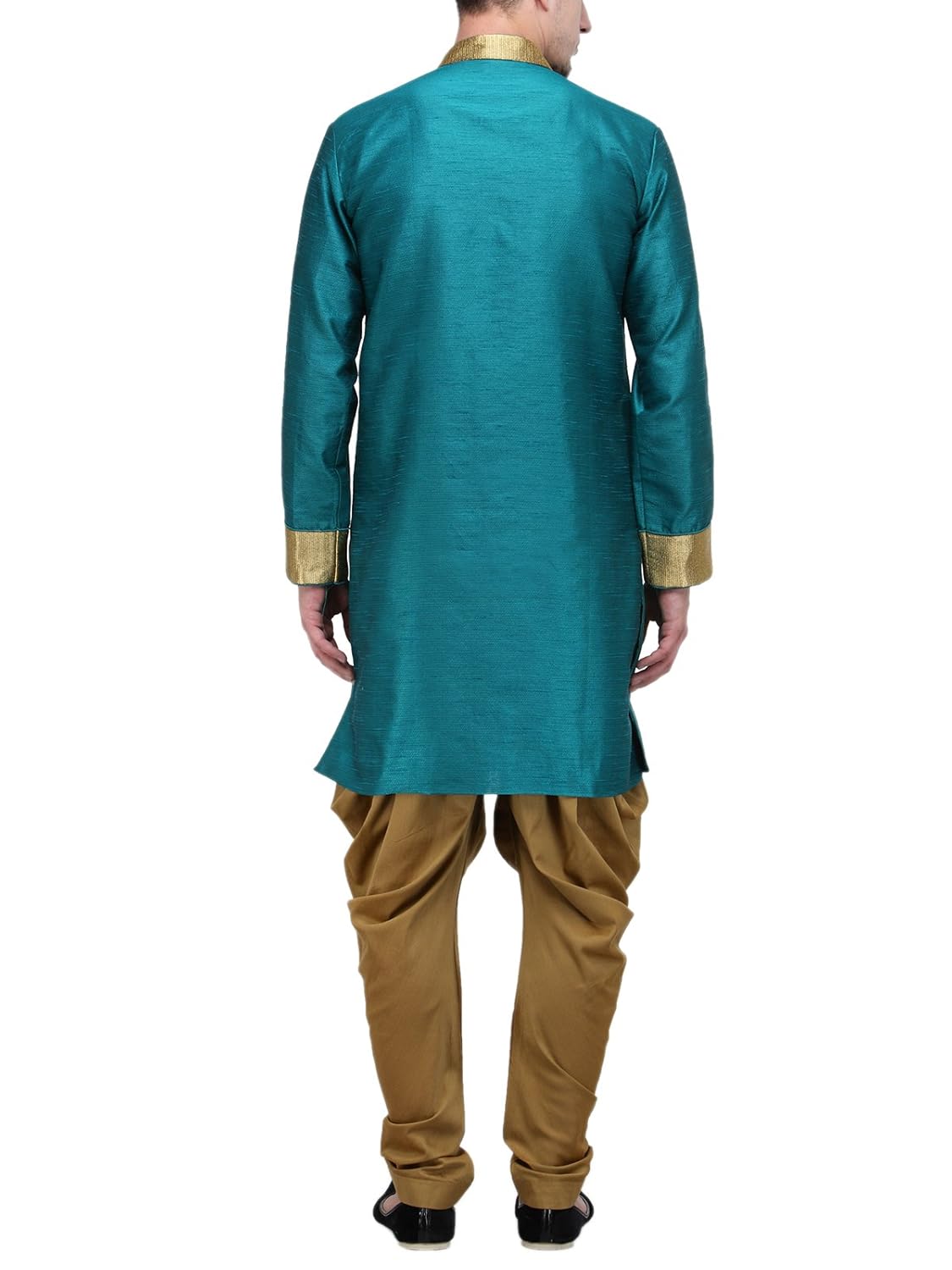 rg designers rama and gold plain sherwani for men