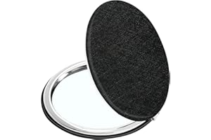 YTZJ Direct Compact Vanity Makeup Mirror for Men Women Girls, Black Elegant Round Travel Cosmetic Mirrors for Pocket Purse Wallet Handbag, Portable Small 1X/2X Magnifying Handheld Beauty Mirror