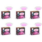 Philips Hue Smart Slim 6-Inch LED Recessed Light - White and Color Ambiance - 6 Pack - 1200LM - Indoor Ceiling - Control with Hue App - Works with Voice Assistants