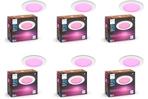 Philips Hue Smart Slim 5/6 Inch LED Recessed Light - White and Color Ambiance - 6 Pack - 1200LM - Indoor Ceiling - Control with Hue App - Works with Voice Assistants