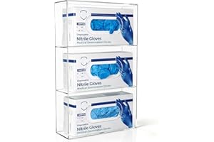 Aphbrada Glove Box Holder Wall Mount Triple Glove Dispenser, Acrylic Gloves Rack for Medical, Latex, Rubber, Nitrile, Exam, D