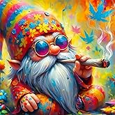 Meothan Paint by Numbers for Adults Gnome Paint by Numbers Kits for Beginner, DIY Acrylic Paint by Number on Canvas Easy Gnomes Paint by Numbers for Adults Home Wall Decor 16X16 Inch Without Frame