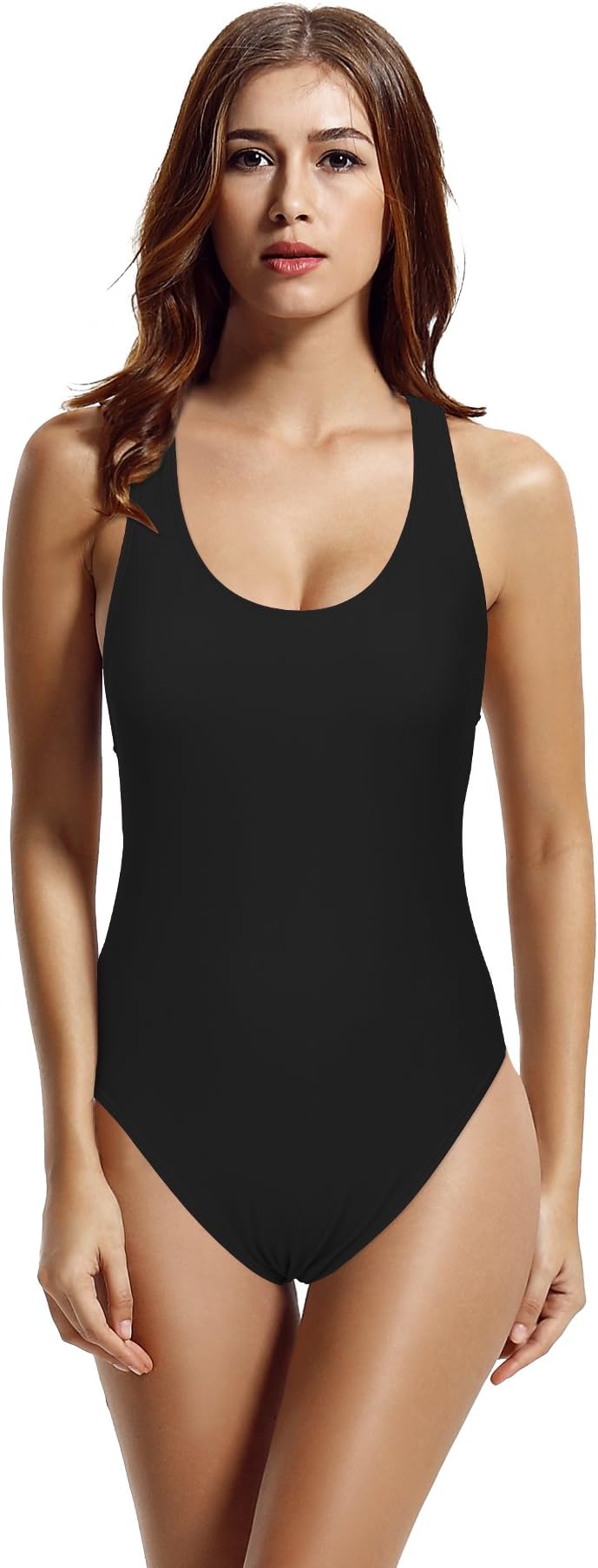 zeraca Women's Retro Raceback One Piece Swimsuit Bathing Suit