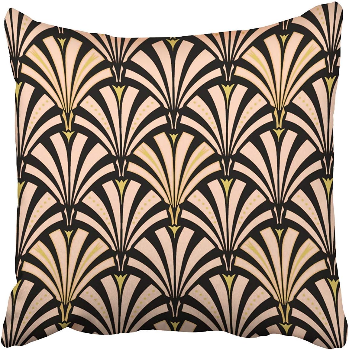 Throw Pillows Covers For Couch/Bed 18 x 18 inch,Art Deco Fan Pattern Peach Home Sofa Cushion Cover Pillowcase Gift Decorative Hidden Zipper Design Cotton And Polyester Blended Soft Touch