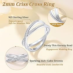 Suplight 925 Sterling Silver Rings Wedding Bands