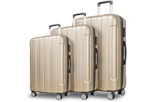 FOCHIER F 3 piece Hard Shell Luggage Sets Suitcase Set, PC+ABS Lightweight Hardside Travel Suitcase with Spinner Wheels & TSA Lock for Women Men (20/24/28 inch)