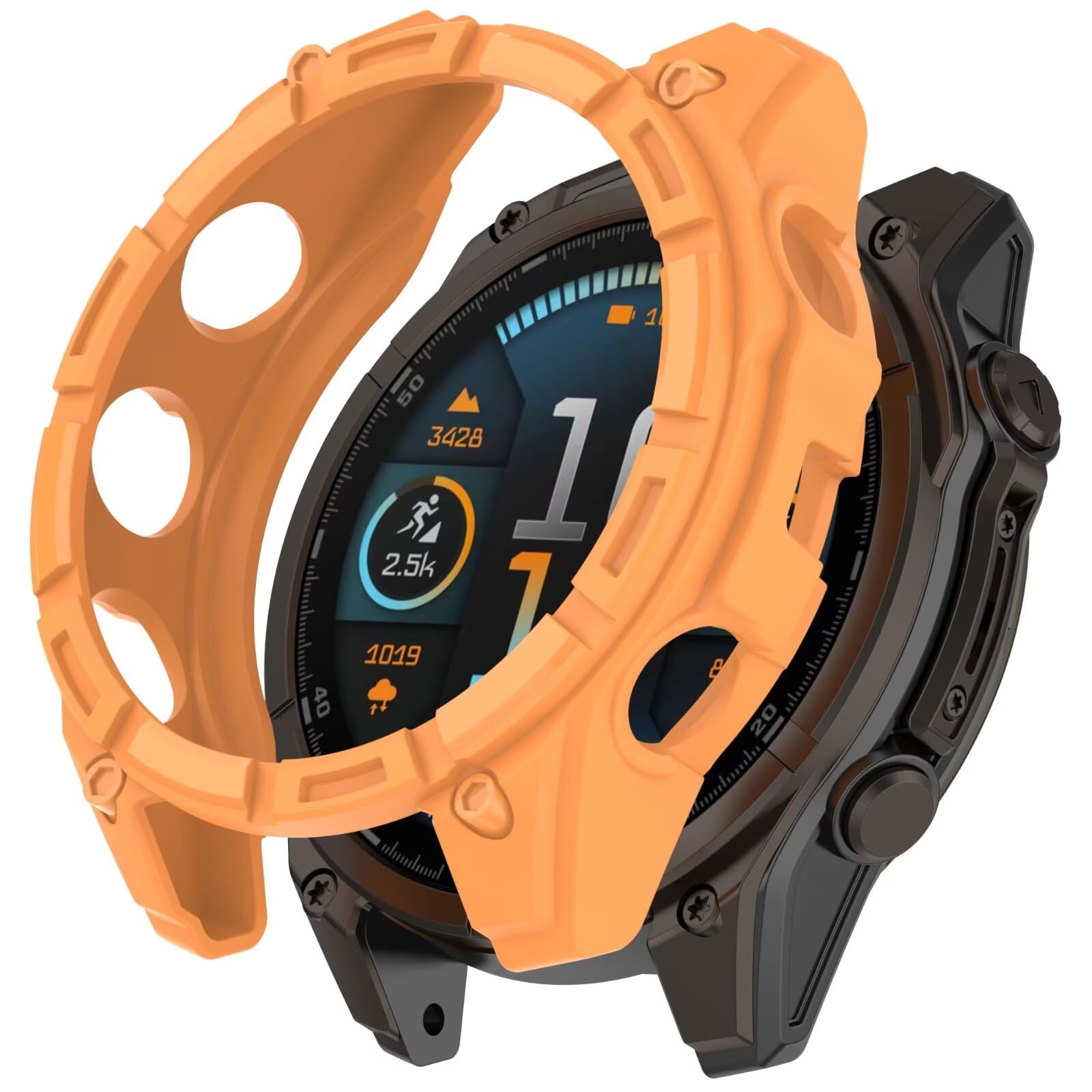 FTRONGRT Case Compatible with Garmin Fenix 8 47mm, Soft TPU, Anti-Scratch Watch Protective Case Compatible with Garmin Fenix 8 47mm. Orange