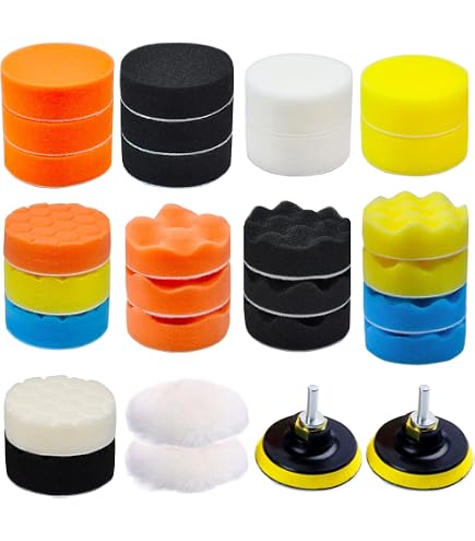 22-Piece Car Polisher Pads Kit - 3 Inch Self-Adhesive Buffing Sponge Set For Waxing & Detailing