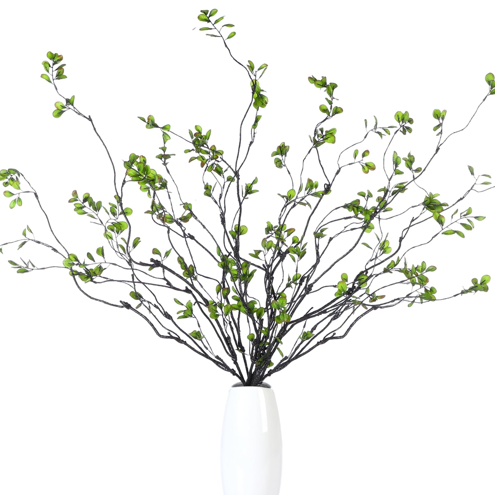 Photo 1 of Giegxin 8 Pcs 47.2'' Artificial Ficus Branches Faux Eucalyptus Stems Fake Greenery Twig Tall Realistic Leaf Spray Green Plant for Vase Filler Desk Decoration Fake Leaves Wedding Centerpieces Decor