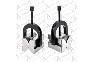 AnNafi Industrial H5608 - V-Block Pair w/Clamps 1-5/8" | 100% Accurate Surface | Grounded Flat Hardened Blocks |Milling Mechanic Engineering Measuring Tools