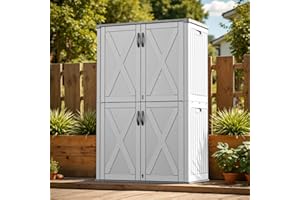 Patiowell 50 Cu.ft Outdoor Storage Cabinet with Lockable Door, Waterproof Horizontal Storage Shed for Tools and Patio Furniture, All-Weather Resin Shed Easy Assemble for Pool or Backyards, White