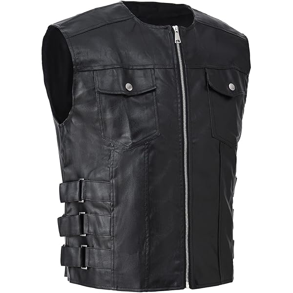 トップス Used Leather Vest III-Fashions Studded Cowhide Leather Motorcycle Vest - Black