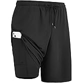 DANI CHINS Men's 2 in 1 Athletic Running Shorts Active Quick Dry Workout Sports Lightweight Shorts with Pockets