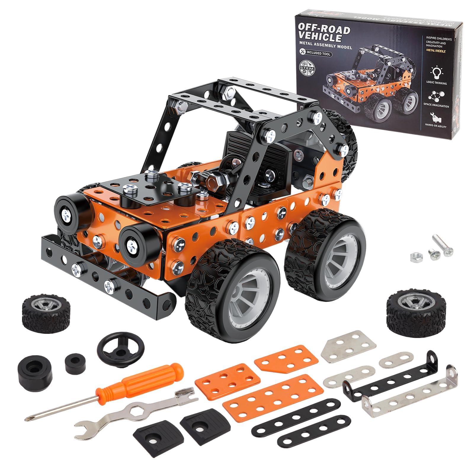 Photo 1 of Jixin Xyzhi Buildable 3D Metal Engineering Kit STEM Set for Ages 8-16 Develops Logic Skills DIY Project Ideal Gift for Kids Age 8-16 Orange