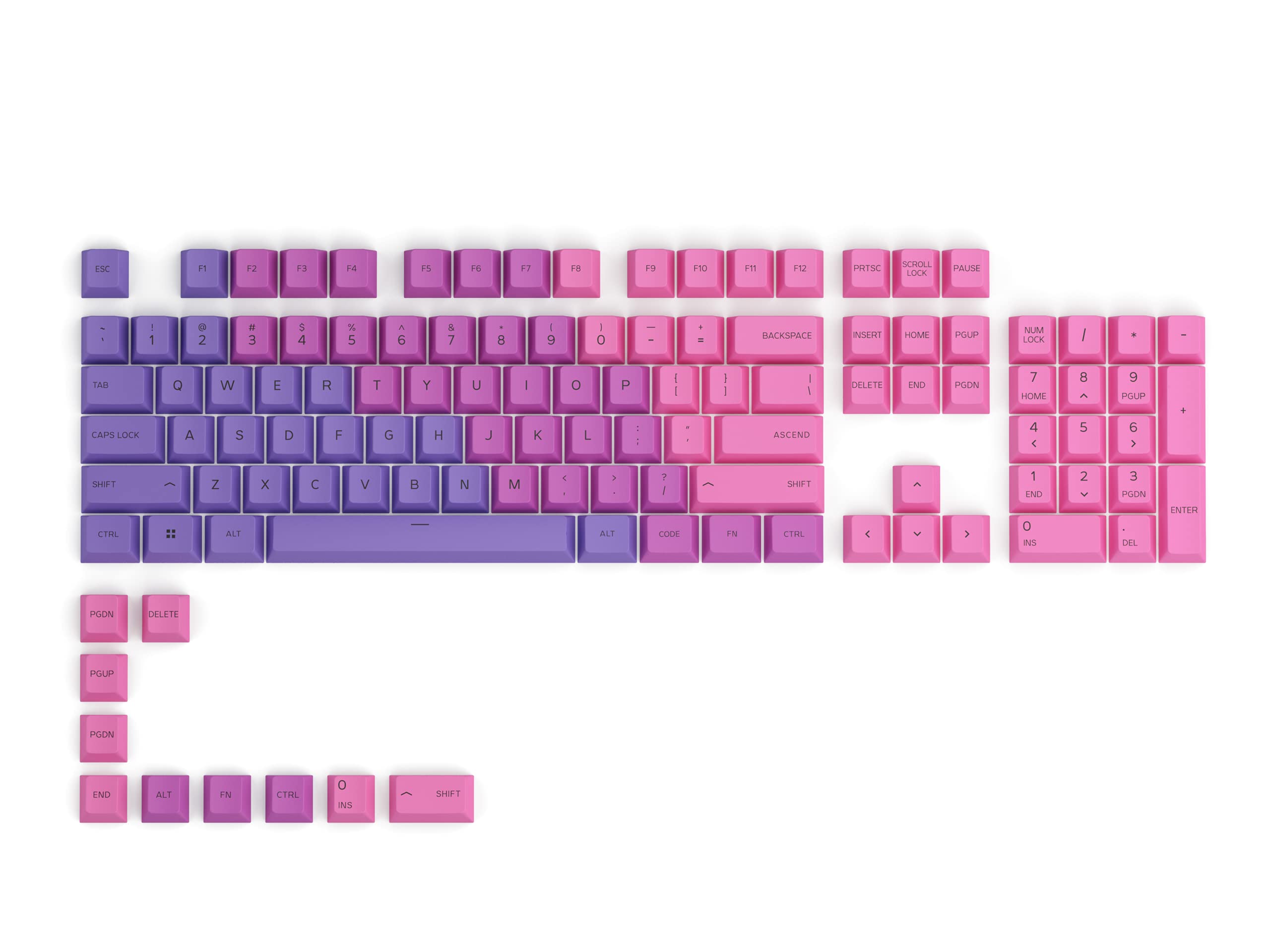 GPBT Dye Sublimated Keycaps (Nebula) - Thick PBT Plastic 114 Keycap Set for 100% Full Size, 85% 80% TKL, 60% Compact, 75% Mechanical Keyboards