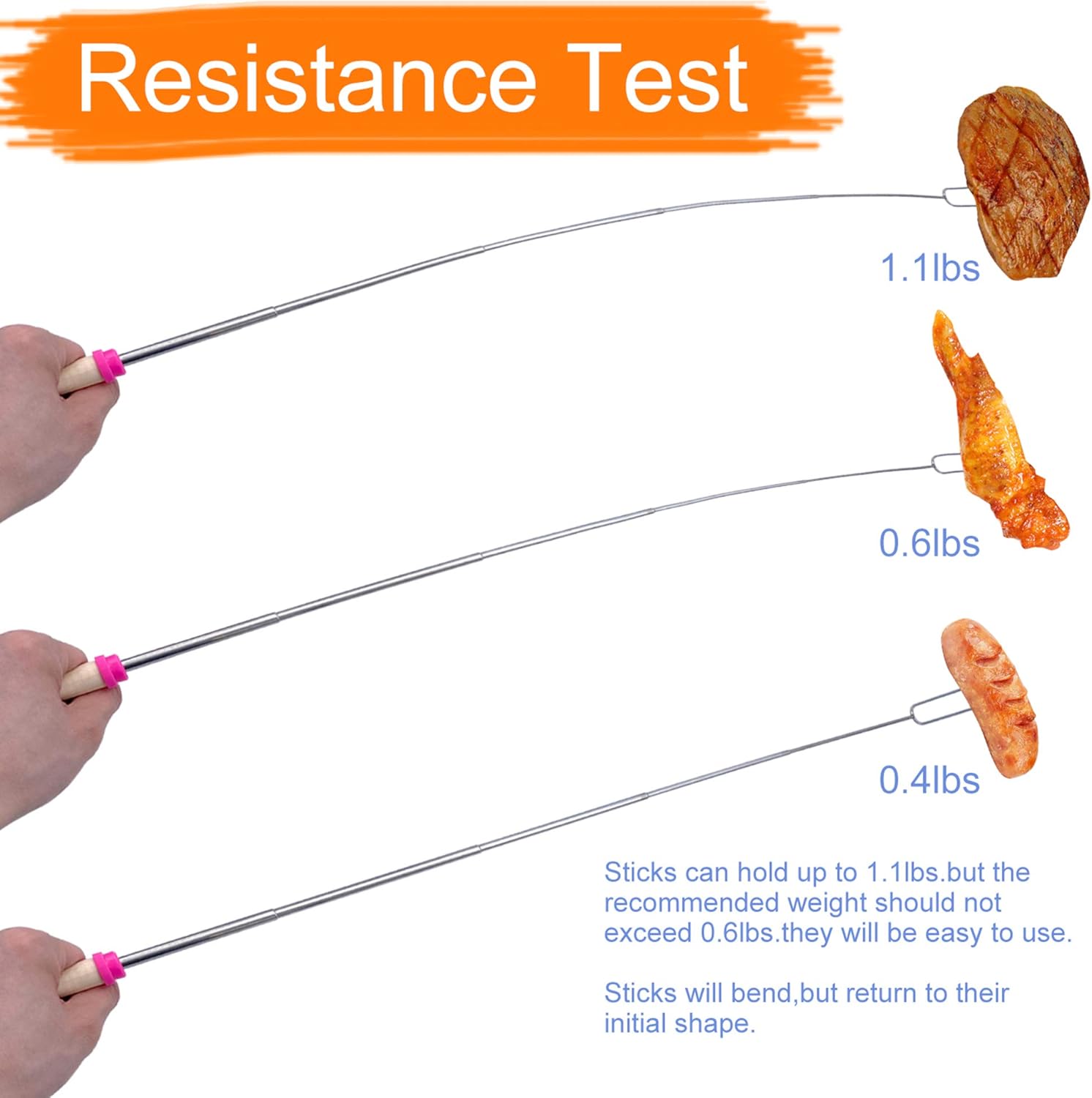 Marshmallow Roasting Sticks Set of 8 Smores Sticks for Fire Pit, Telescoping Rotating Smores Skewers - Hot Dog Roasting Sticks for Campfire, Camping, Bonfire and Grill : Garden & Outdoor