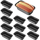 zisiueel 12 Pcs Mini Loaf Pan for Baking Bread Non Stick Small Banana Bread Tins 6.1 x 3.3 x 1.7 Inches Nonstick Carbon Steel Tiny Meatloaf Pan for Oven and Baking (black)