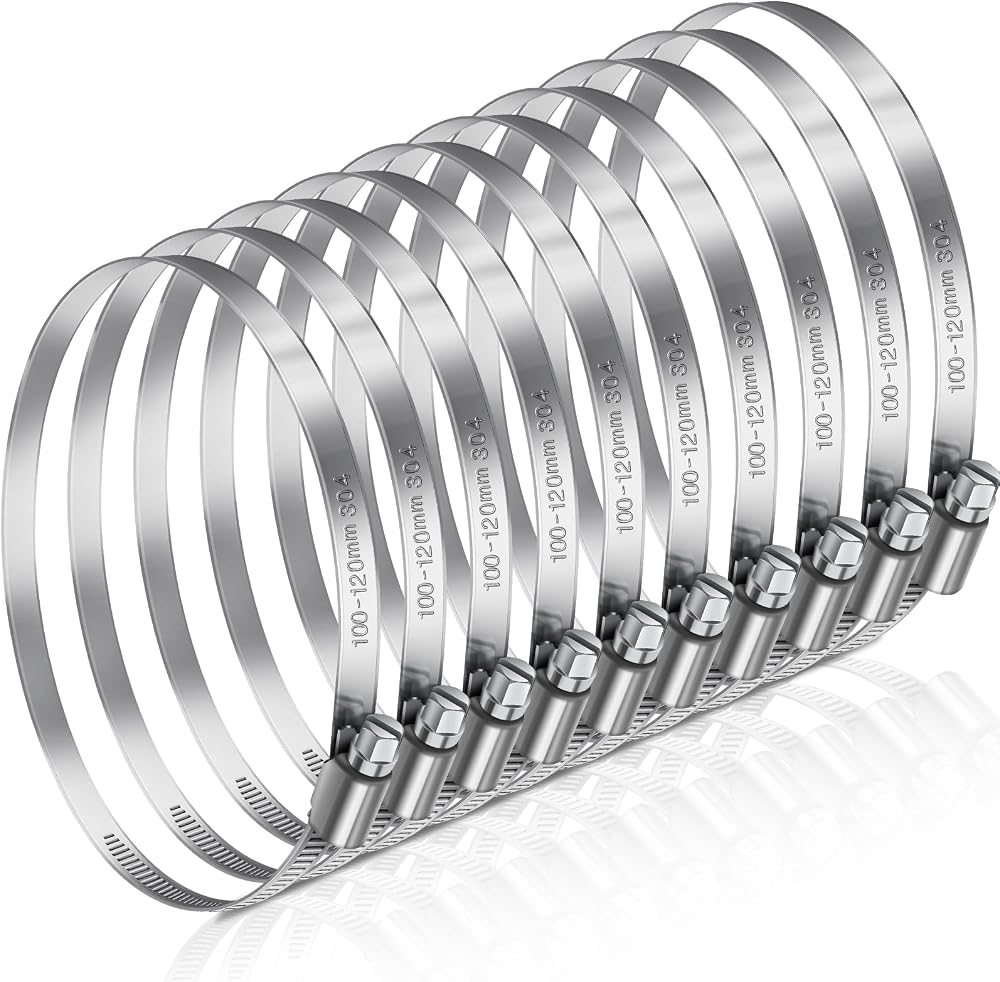 JatilEr 100-120mm Hose Clips 8 Pcs 304 Stainless Steel Pipe Clamps