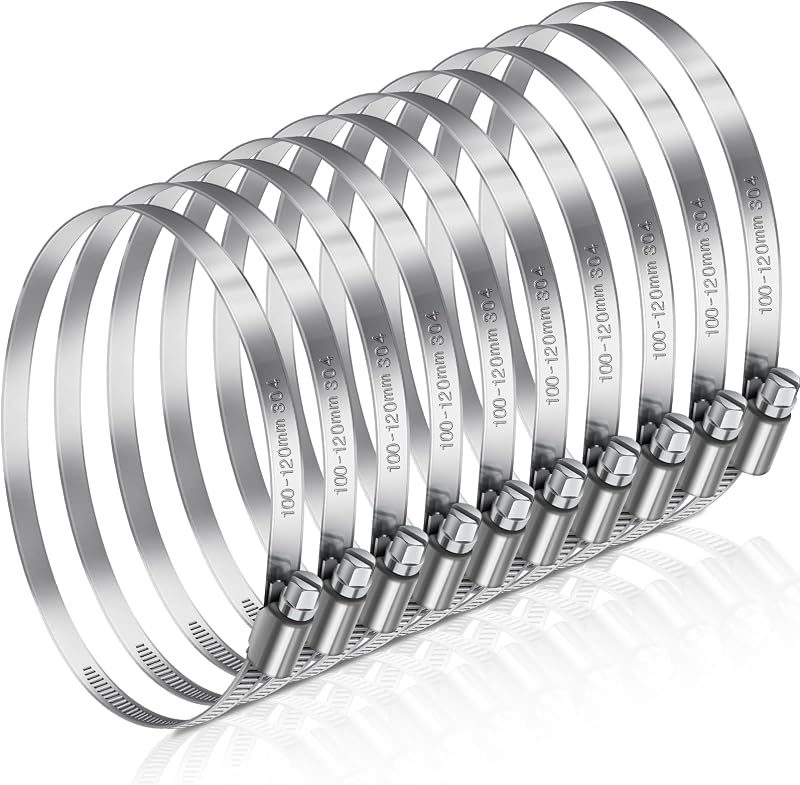 JatilEr 100-120mm Hose Clips 8 Pcs 304 Stainless Steel Pipe Clamps