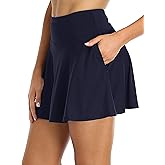 Oalka Women's Pleated Skirt with Pockets High Waist Sports Athletic Running Shorts Golf Tennis Skorts