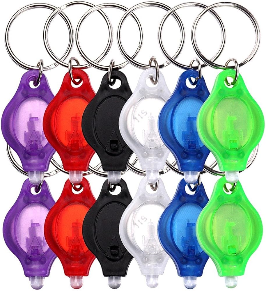 Schramm® Pack of 12 LED Key Fob Torch Flat with Key Ring Mini LED