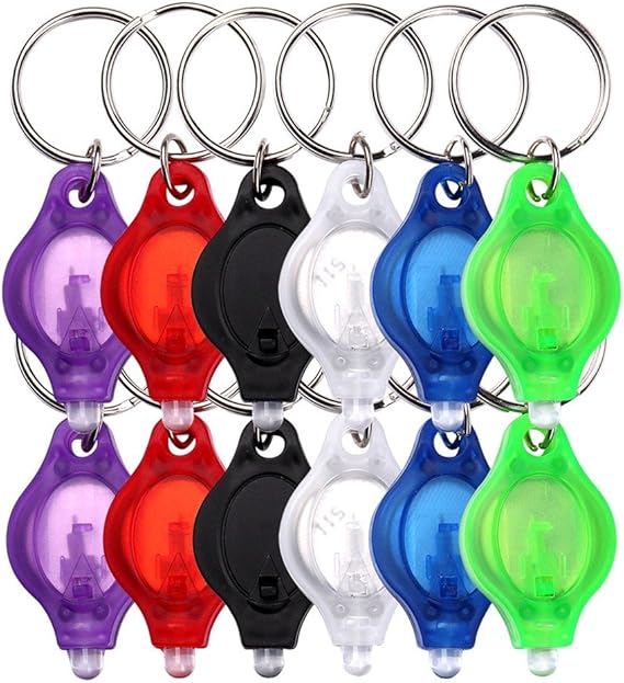 Schramm® Pack of 12 LED Key Fob Torch Flat with Key Ring Mini LED