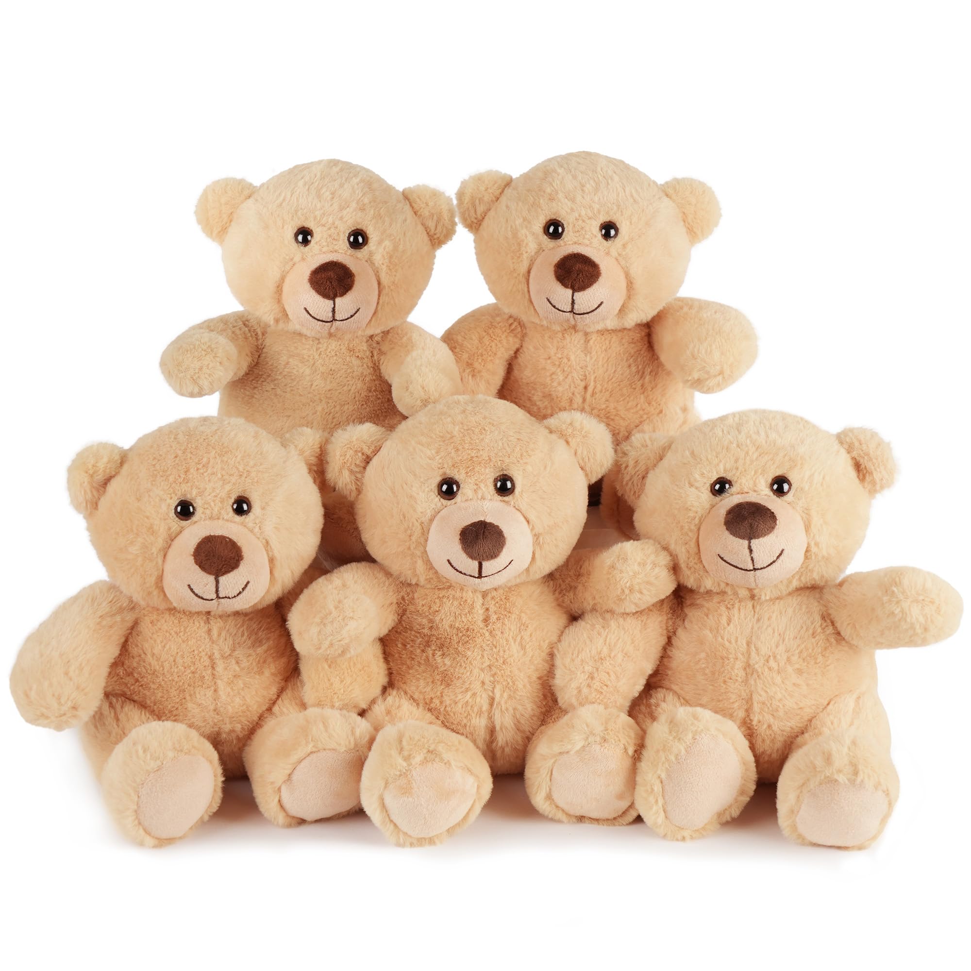 Photo 1 of BenBen Teddy Bear Stuffed Animal, 5 Pack 8 inch Small Teddy Bear Bulk, Baby Bear Plush Toy for Baby Shower Decoration, Gifts for Girlfriend, Anniversary, Birthday (Brown)