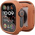 elkson Made for Apple Watch Ultra 2 1 Bumper Case 49mm Screen Protector Tempered Glass, Quattro Max Series Rugged for iWatch, Military Grade Durable Protective Cover, Flexible Shock Proof, Orange