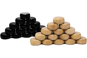 Tradeopia 30 Pieces Wooden Crokinole Discs, 15 Dark and 15 Light Discs for Crokinole, Checkers, and Backgammon, Family Game N