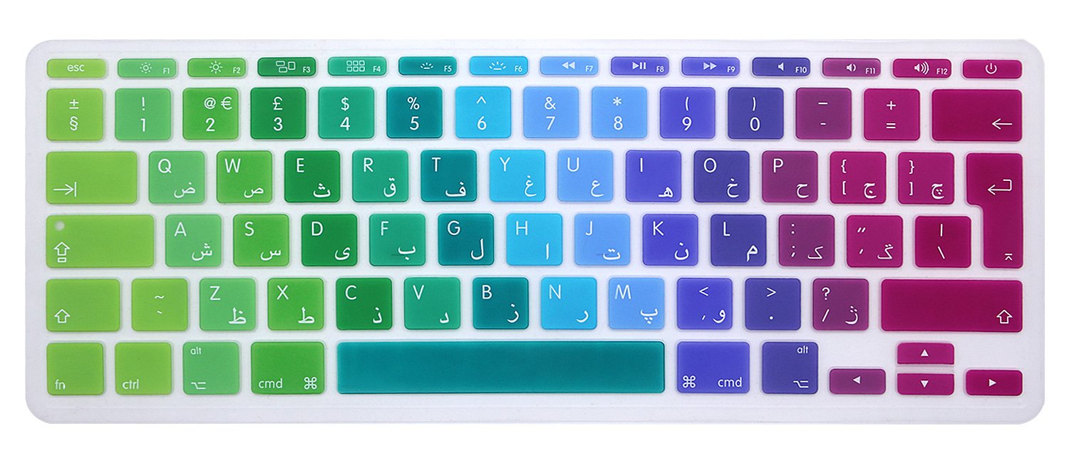 MMDW Arabic QWERTY ISO Keyboard Cover for Macbook 11"11.6 Inch A1465 A1370 European/ISO Keyboard Layout Silicone Skin,Rainbow