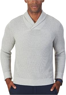 Ribbed Shawl Collar Sweater 