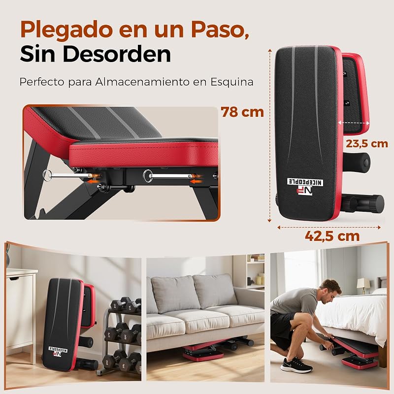 Banco de pesos ajustável para ginásio doméstico, capacidade de carga de 300 kg, banco de treino com 8 posições de encosto para peito, ombros e braços