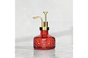 SEICASAYA Cute Mini Glass Soap Dispenser with Pump, 6oz Vintage Gothic Style, Colored Thick Glass, for Bathroom or Vanity Dec