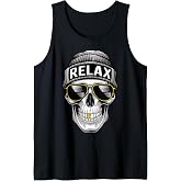 Skull with Beanie and Sunglasses – Funny Chill Skeleton Vibe Tank Top