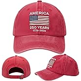 America 250th Anniversary USA Hat – 1776-2026 Baseball Cap, Vintage Washed Cotton, Adjustable Unisex Patriotic USA Flag Cap, 250 Years Anniversary Hat Red