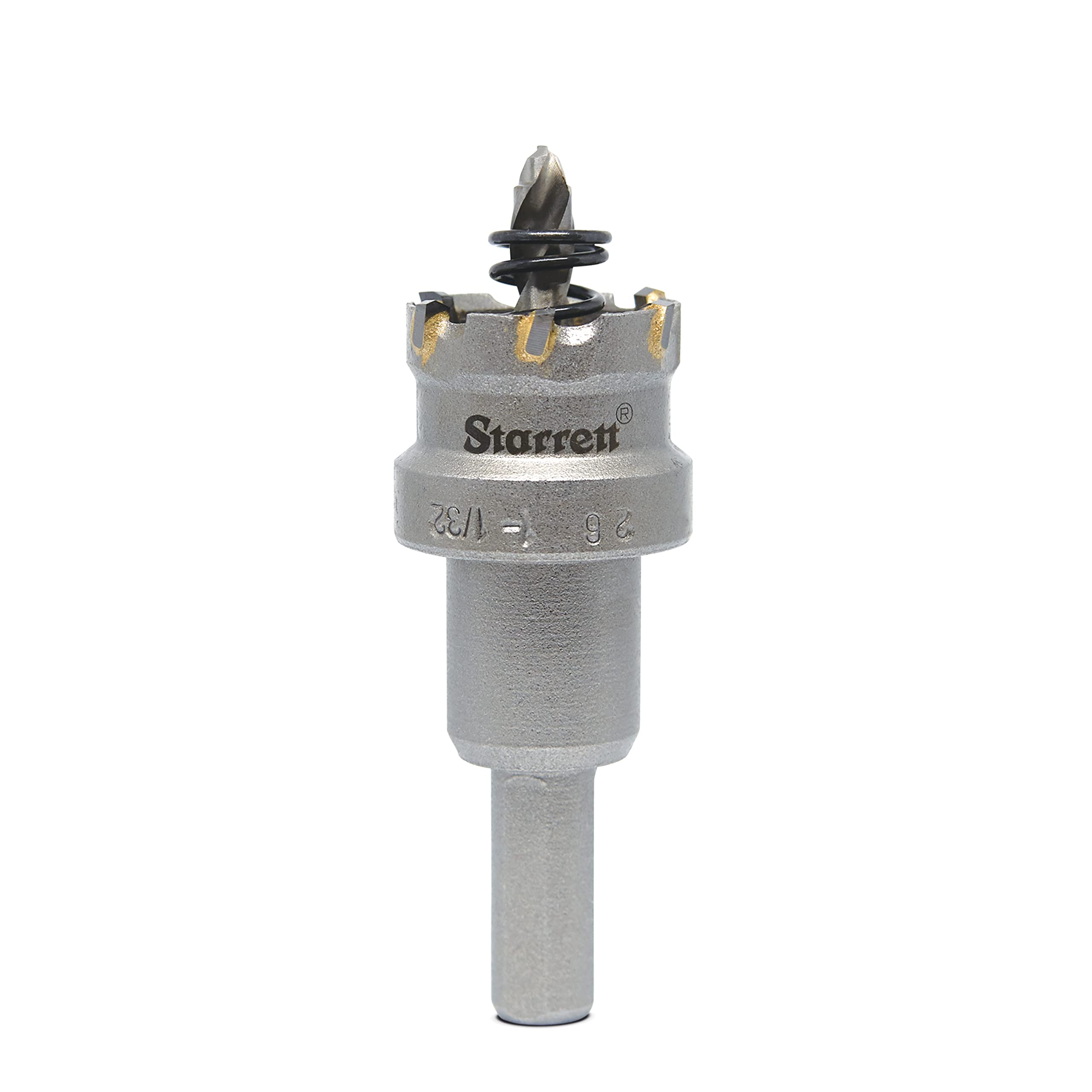 Starrett Tungsten Carbide Tipped Hole Saw - SM26 Sheet Metal Cutter With Arbor & Pilot Drill Bit - For Drilling Stainless Steel Aluminum Alloy - 26 mm