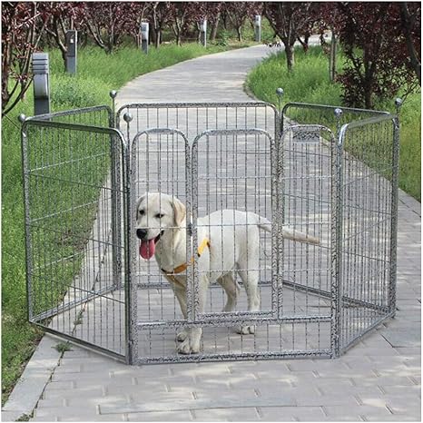Amazon Co Jp 犬のフェンス 屋外6パネルメタル大型犬ペン 犬のフェンス 猫 ウサギ ポータブルペットペン 犬のベビーサークル 屋内ヤード 140x70x80cm 127 577 9 ホーム キッチン