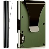 Leatherboss Wallet for Men RFID Blocking Minimalist Metal Card Holder with Money Clip Holds Credit Cards and Cash (Army Green)