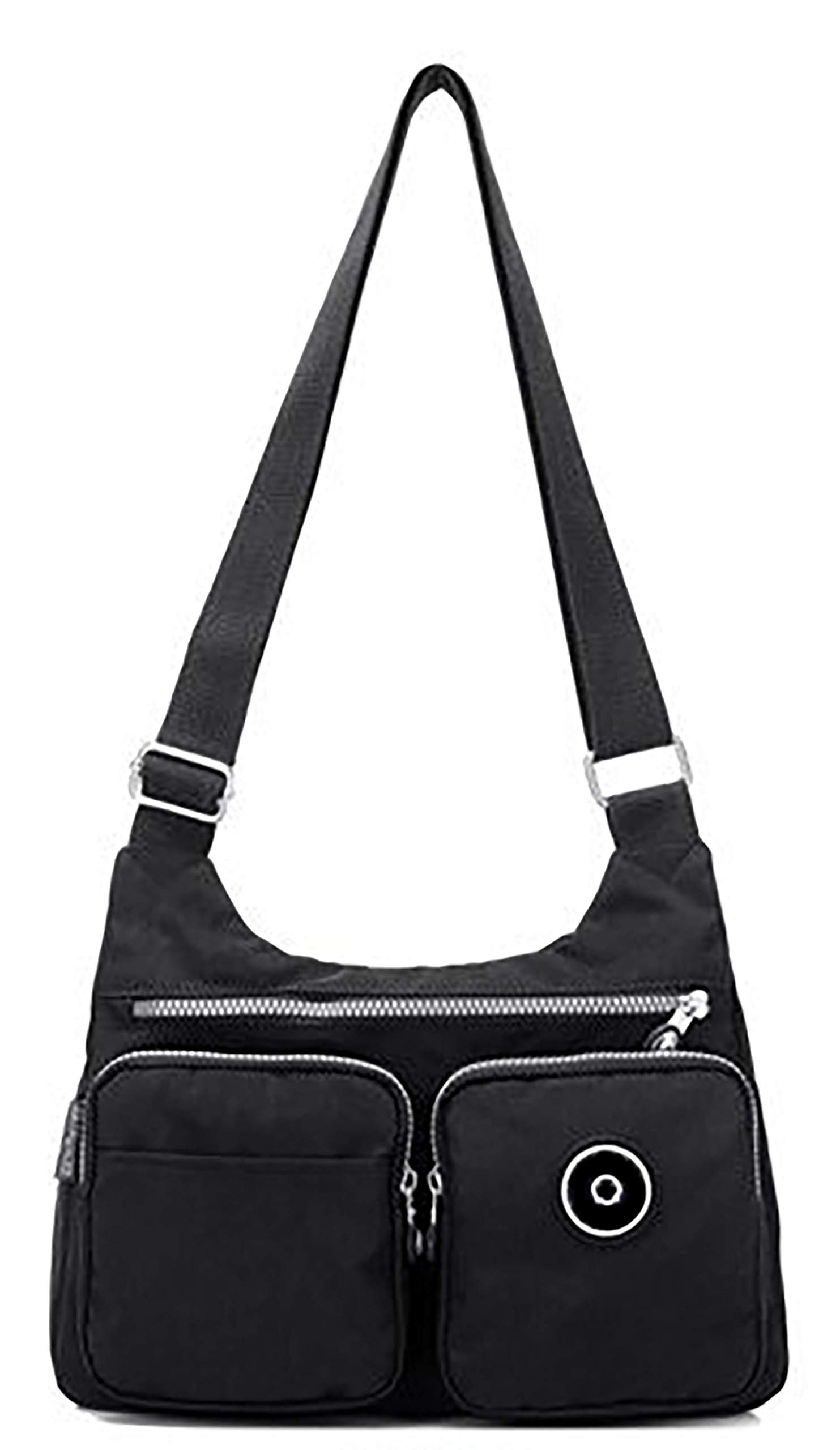 GFM® Womens Nylon Waterproof Cross Body Shoulder Bag - S1-Black-(EXC)(NCB-3121-KL)