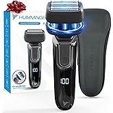 HUMMINGBIRD MK7 Premium Foil Face Shaver, Four Blade Foil Shaver with Long Hair Leveler, Electric Razor for Men, Waterproof Wet & Dry Shave, Cordless USB-C Rechargeable, LED Display, Travel Case