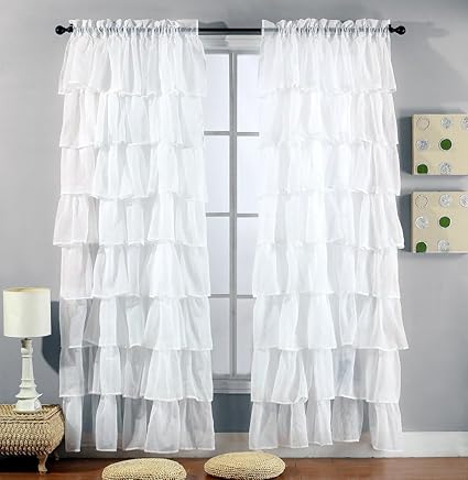 Amazon Com Grand Linen 2 Piece Set Solid White Gypsy Ruffle