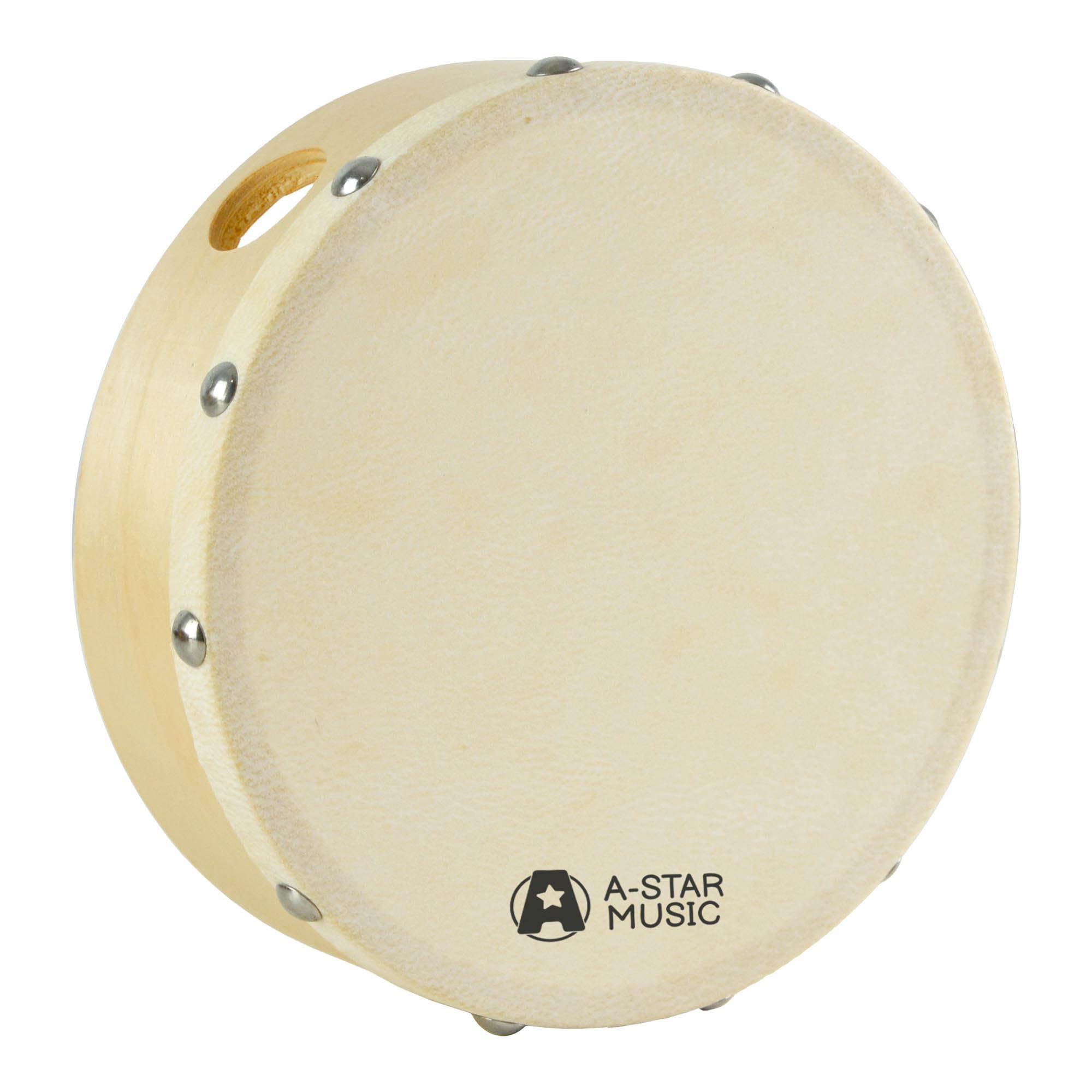 A-Star 6 inch Handheld Pre-Tuned Hand Drum, Natural Skin Head, 15cm Diameter Frame Drum