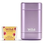 Wild Refillable Deodorant Starter Kit with Purple Case and Honey & Cactus Flower Scented Refill 1.4oz - Aluminum Free - Long Lasting Protection - Vegan