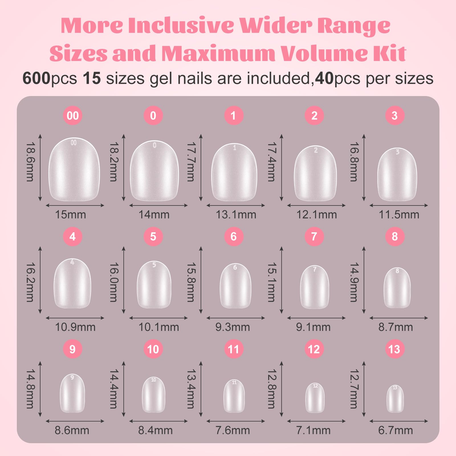 Extra Short Round Nail Tips,SINOKAME No File Matte Soft Gel Clear Press On Nails Extra Short,15 Sizes 600Pcs Short Fake Nails Glue on Nails for Acrylic Gel Nail Extensions - Image 6